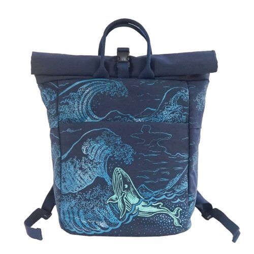 Urban Backpack with Humpback Whale & Hokusai waves