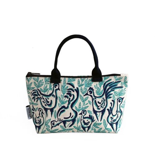 Purse with roosters illustration